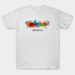 Geneva skyline in watercolor T-Shirt